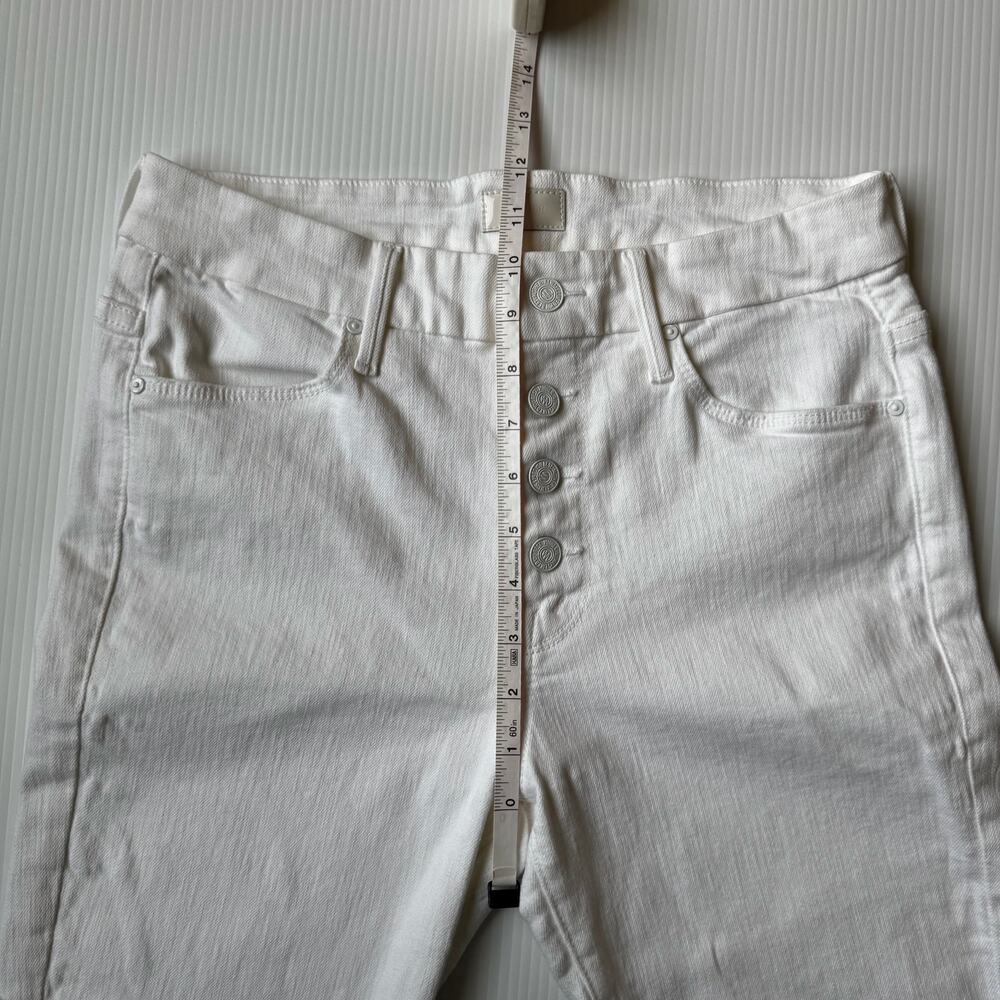 MOTHER Pixie Ankle Fray Skinny Jeans 28 White Button Fly Frayed Hem Clean Girl - Picture 12 of 16